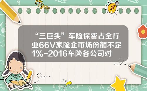 “三巨头”车险保费占全行业66%56家险企市场份额不足1%-2016车险各公司对比
