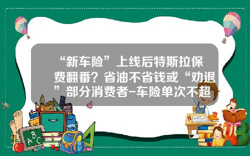 “新车险”上线后特斯拉保费翻番？省油不省钱或“劝退”部分消费者-车险单次不超过多少.