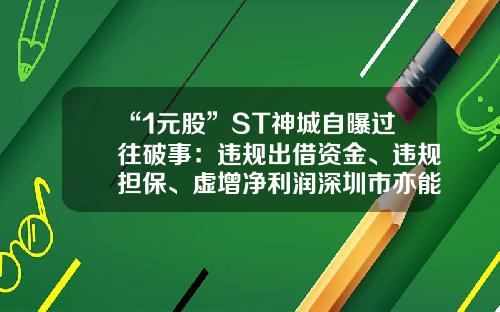 “1元股”ST神城自曝过往破事：违规出借资金、违规担保、虚增净利润深圳市亦能商业保理有限公司【前列康】
