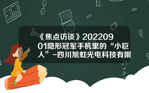 《焦点访谈》20220901隐形冠军手机里的“小巨人”-四川旭虹光电科技有限公司