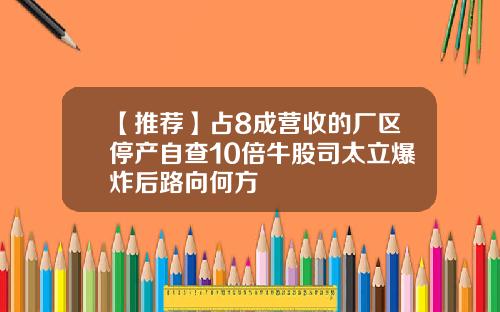 【推荐】占8成营收的厂区停产自查10倍牛股司太立爆炸后路向何方