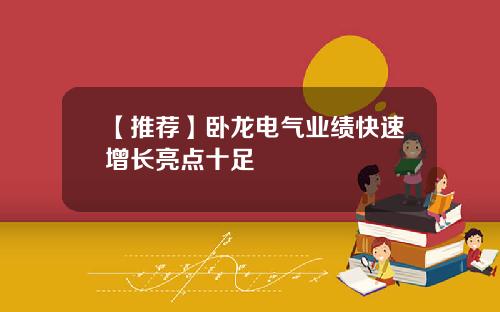 【推荐】卧龙电气业绩快速增长亮点十足