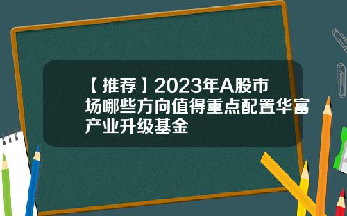 【推荐】2023年A股市场哪些方向值得重点配置华富产业升级基金