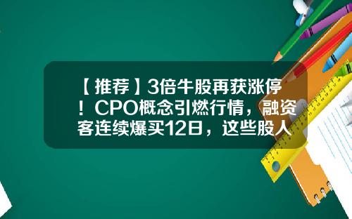 【推荐】3倍牛股再获涨停！CPO概念引燃行情，融资客连续爆买12日，这些股人气度最高-小度股票资讯