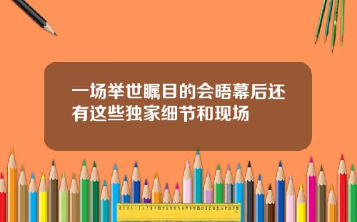 一场举世瞩目的会晤幕后还有这些独家细节和现场