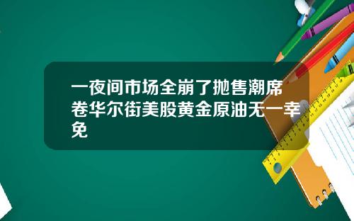 一夜间市场全崩了抛售潮席卷华尔街美股黄金原油无一幸免