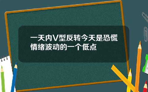 一天内V型反转今天是恐慌情绪波动的一个低点
