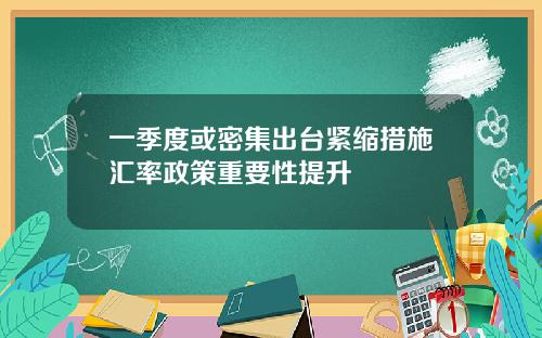 一季度或密集出台紧缩措施汇率政策重要性提升