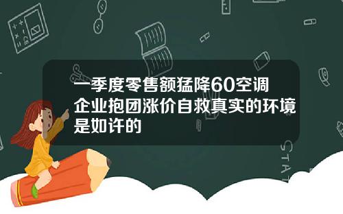 一季度零售额猛降60空调企业抱团涨价自救真实的环境是如许的