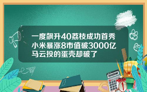 一度飙升40荔枝成功首秀小米暴涨8市值破3000亿马云投的蛋壳却破了