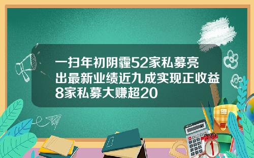 一扫年初阴霾52家私募亮出最新业绩近九成实现正收益8家私募大赚超20