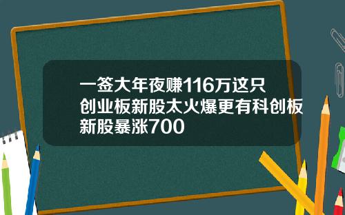 一签大年夜赚116万这只创业板新股太火爆更有科创板新股暴涨700