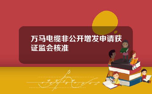 万马电缆非公开增发申请获证监会核准