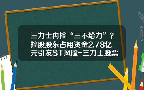 三力士内控“三不给力”？控股股东占用资金2.78亿元引发ST风险-三力士股票资讯