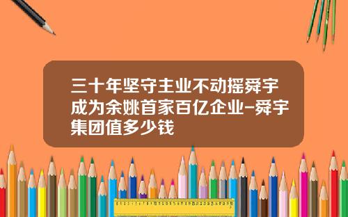 三十年坚守主业不动摇舜宇成为余姚首家百亿企业-舜宇集团值多少钱