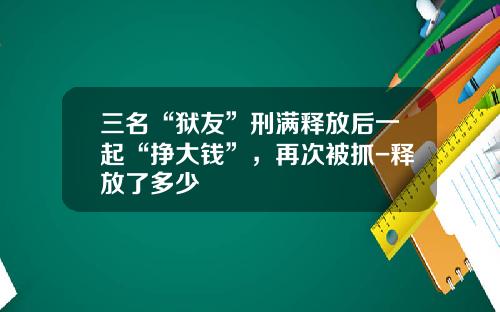 三名“狱友”刑满释放后一起“挣大钱”，再次被抓-释放了多少