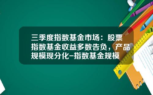 三季度指数基金市场：股票指数基金收益多数告负，产品规模现分化-指数基金规模