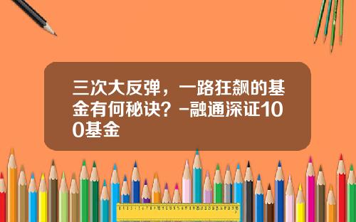 三次大反弹，一路狂飙的基金有何秘诀？-融通深证100基金