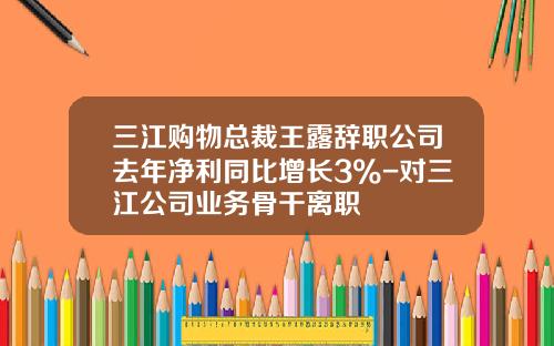 三江购物总裁王露辞职公司去年净利同比增长3%-对三江公司业务骨干离职