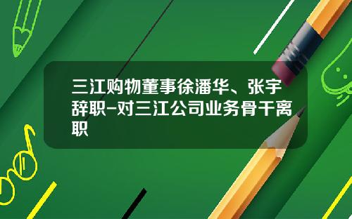 三江购物董事徐潘华、张宇辞职-对三江公司业务骨干离职