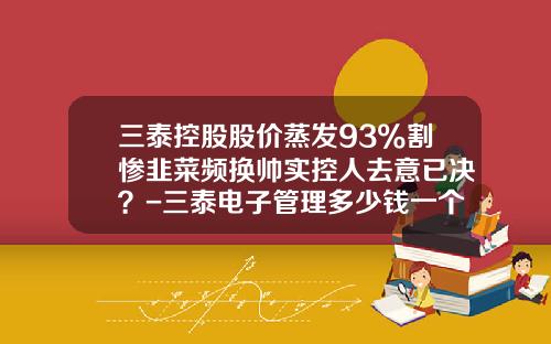 三泰控股股价蒸发93%割惨韭菜频换帅实控人去意已决？-三泰电子管理多少钱一个月