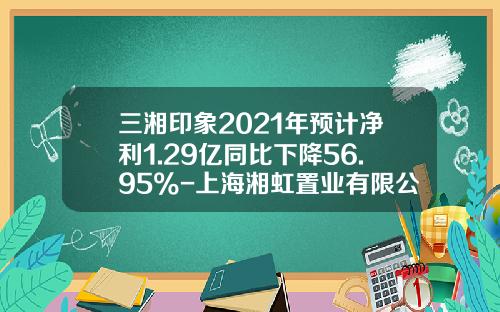 三湘印象2021年预计净利1.29亿同比下降56.95%-上海湘虹置业有限公司