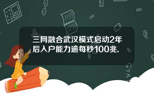 三网融合武汉模式启动2年后入户能力逾每秒100兆.