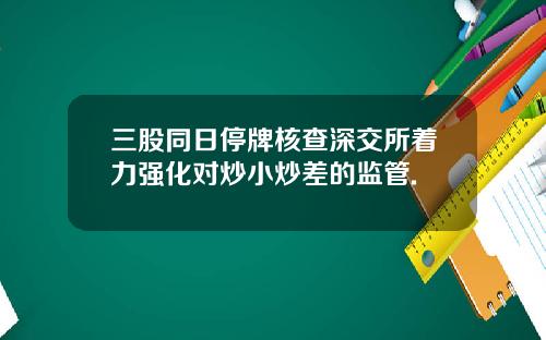 三股同日停牌核查深交所着力强化对炒小炒差的监管.