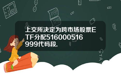 上交所决定为跨市场股票ETF分配516000516999代码段.