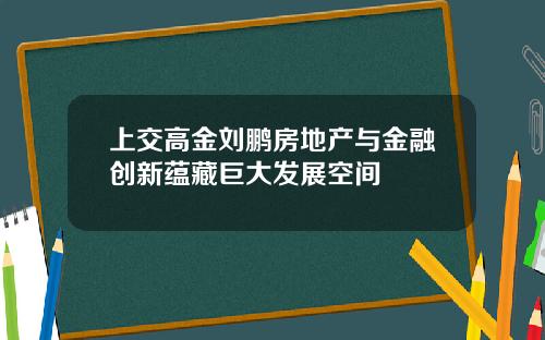 上交高金刘鹏房地产与金融创新蕴藏巨大发展空间