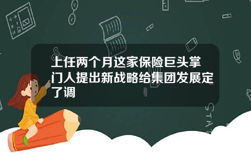 上任两个月这家保险巨头掌门人提出新战略给集团发展定了调