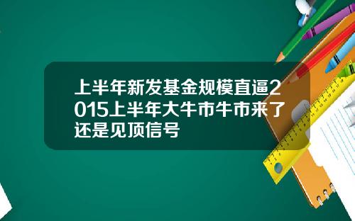 上半年新发基金规模直逼2015上半年大牛市牛市来了还是见顶信号