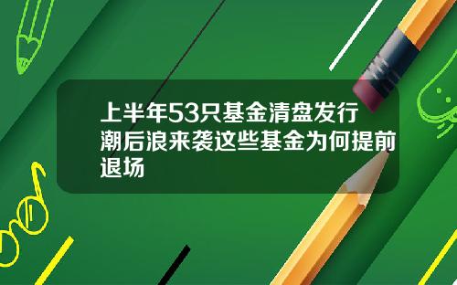 上半年53只基金清盘发行潮后浪来袭这些基金为何提前退场