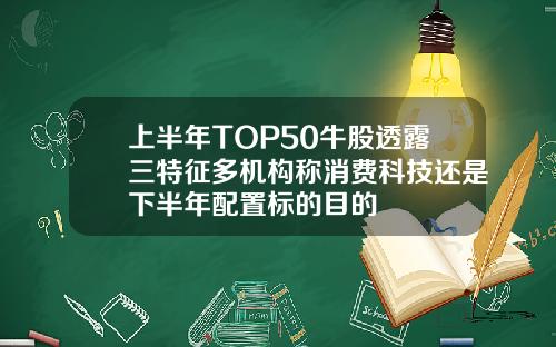 上半年TOP50牛股透露三特征多机构称消费科技还是下半年配置标的目的