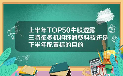 上半年TOP50牛股透露三特征多机构称消费科技还是下半年配置标的目的