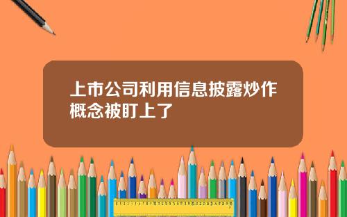 上市公司利用信息披露炒作概念被盯上了