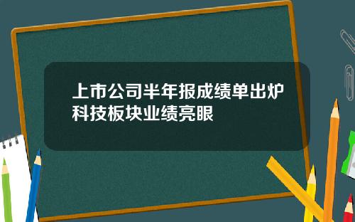 上市公司半年报成绩单出炉科技板块业绩亮眼