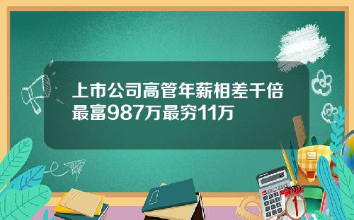 上市公司高管年薪相差千倍最富987万最穷11万