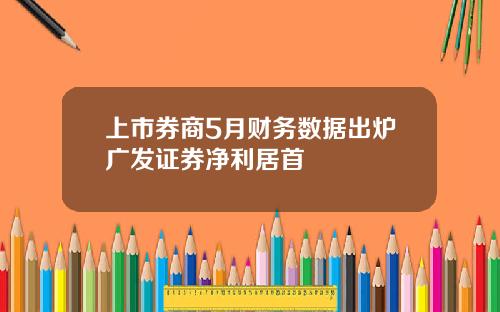 上市券商5月财务数据出炉广发证券净利居首