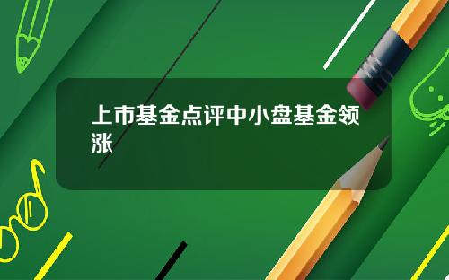 上市基金点评中小盘基金领涨