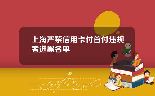 上海严禁信用卡付首付违规者进黑名单