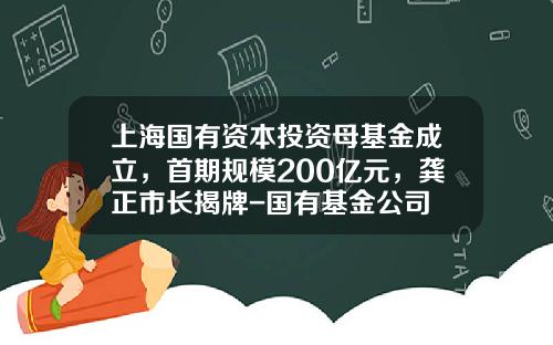 上海国有资本投资母基金成立，首期规模200亿元，龚正市长揭牌-国有基金公司