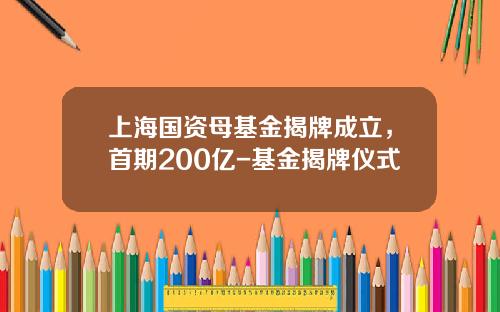 上海国资母基金揭牌成立，首期200亿-基金揭牌仪式