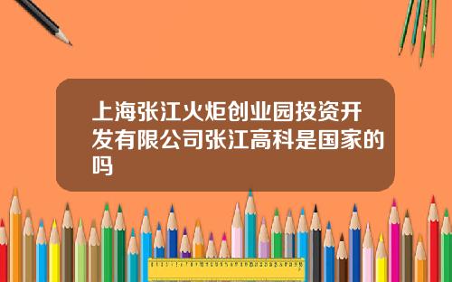 上海张江火炬创业园投资开发有限公司张江高科是国家的吗