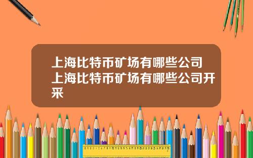 上海比特币矿场有哪些公司上海比特币矿场有哪些公司开采