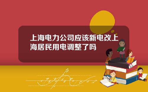 上海电力公司应该新电改上海居民用电调整了吗
