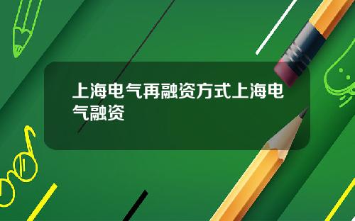 上海电气再融资方式上海电气融资