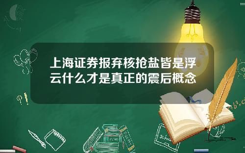 上海证券报弃核抢盐皆是浮云什么才是真正的震后概念