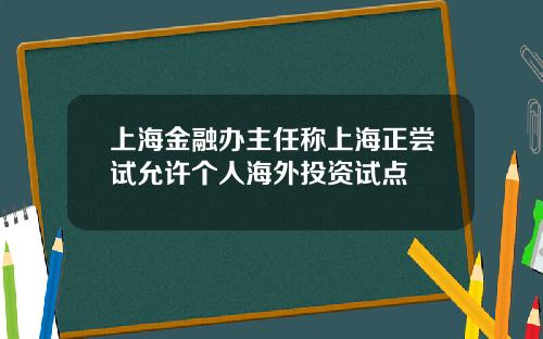 上海金融办主任称上海正尝试允许个人海外投资试点
