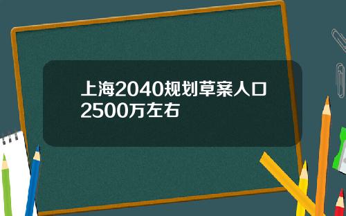 上海2040规划草案人口2500万左右